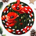 Flowers Poppies Bloom Blossom Art Round Filigree Ornament (Two Sides) Back