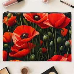 Flowers Poppies Bloom Blossom Art Cosmetic Bag (xxxl) by Apenda