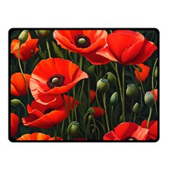 Flowers Poppies Bloom Blossom Art Two Sides Fleece Blanket (small) by Apenda