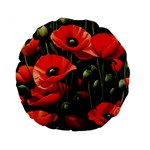 Flowers Poppies Bloom Blossom Art Standard 15  Premium Flano Round Cushions Front