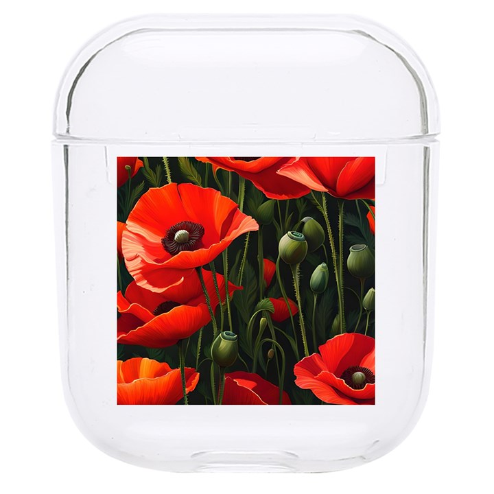 Flowers Poppies Bloom Blossom Art Hard PC AirPods 1/2 Case