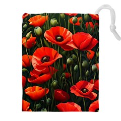 Flowers Poppies Bloom Blossom Art Drawstring Pouch (5xl) by Apenda