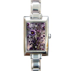 Flower Bloom Blossom Nature Flora Rectangle Italian Charm Watch by Apenda