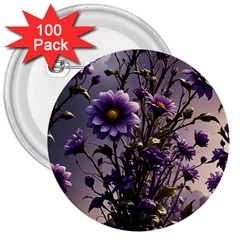 Flower Bloom Blossom Nature Flora 3  Buttons (100 Pack) 