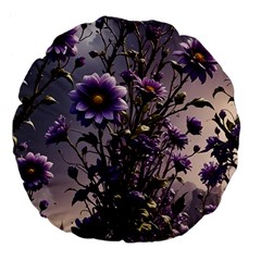 Flower Bloom Blossom Nature Flora Large 18  Premium Flano Round Cushions by Apenda