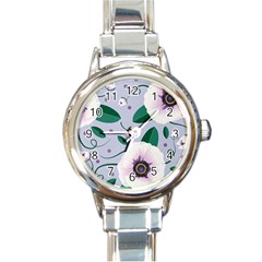 Flowers Petals Blossom Flora Round Italian Charm Watch by Apenda