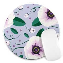 Flowers Petals Blossom Flora Round Mousepad by Apenda