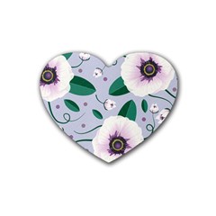 Flowers Petals Blossom Flora Rubber Coaster (heart) by Apenda