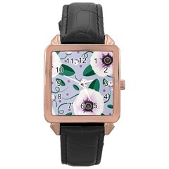 Flowers Petals Blossom Flora Rose Gold Leather Watch  by Apenda