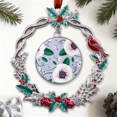 Flowers Petals Blossom Flora Metal X mas Wreath Holly Leaf Ornament by Apenda