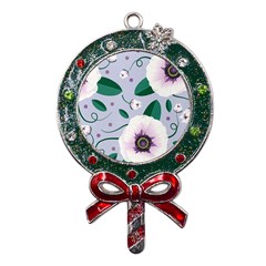 Flowers Petals Blossom Flora Metal X mas Lollipop With Crystal Ornament by Apenda