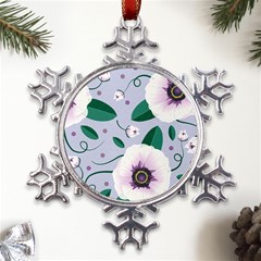 Flowers Petals Blossom Flora Metal Large Snowflake Ornament by Apenda