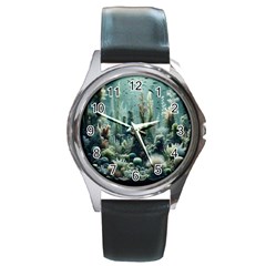 Underwater Coral Life Round Metal Watch