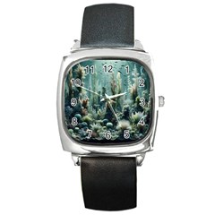 Underwater Coral Life Square Metal Watch