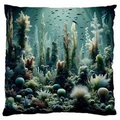 Underwater Coral Life Large Premium Plush Fleece Cushion Case (one Side) by Apenda