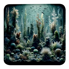 Underwater Coral Life Square Glass Fridge Magnet (4 Pack) by Apenda