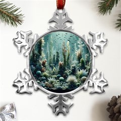 Underwater Coral Life Metal Small Snowflake Ornament by Apenda