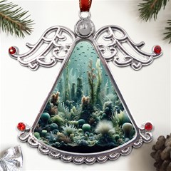 Underwater Coral Life Metal Angel With Crystal Ornament