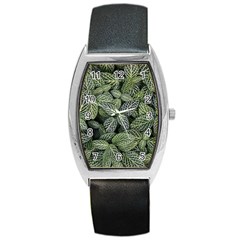 Leaves Foliage Botany Plant Barrel Style Metal Watch