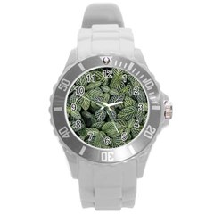 Leaves Foliage Botany Plant Round Plastic Sport Watch (l)