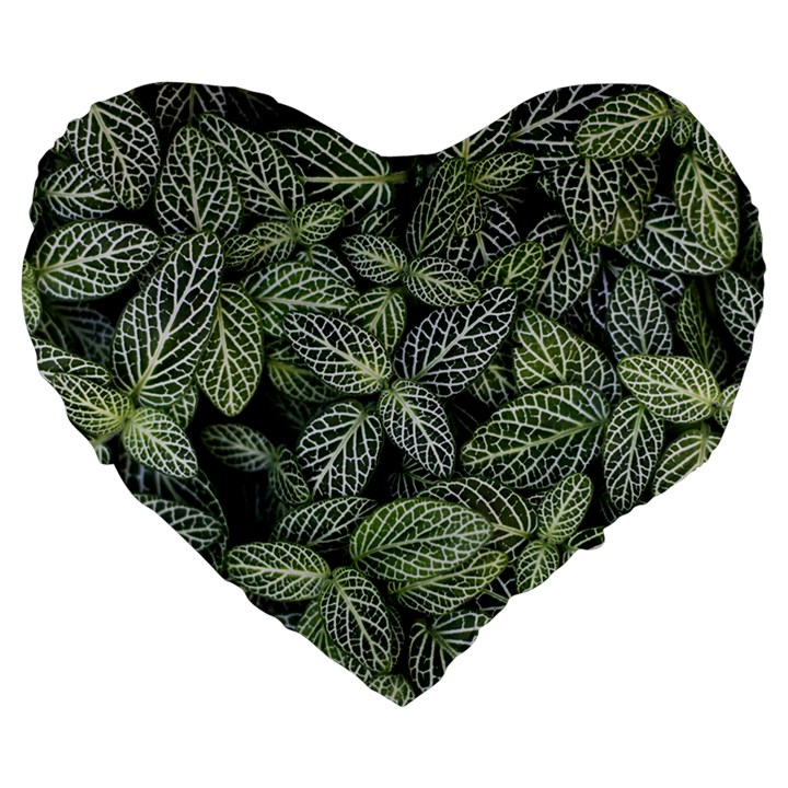 Leaves Foliage Botany Plant Large 19  Premium Flano Heart Shape Cushions