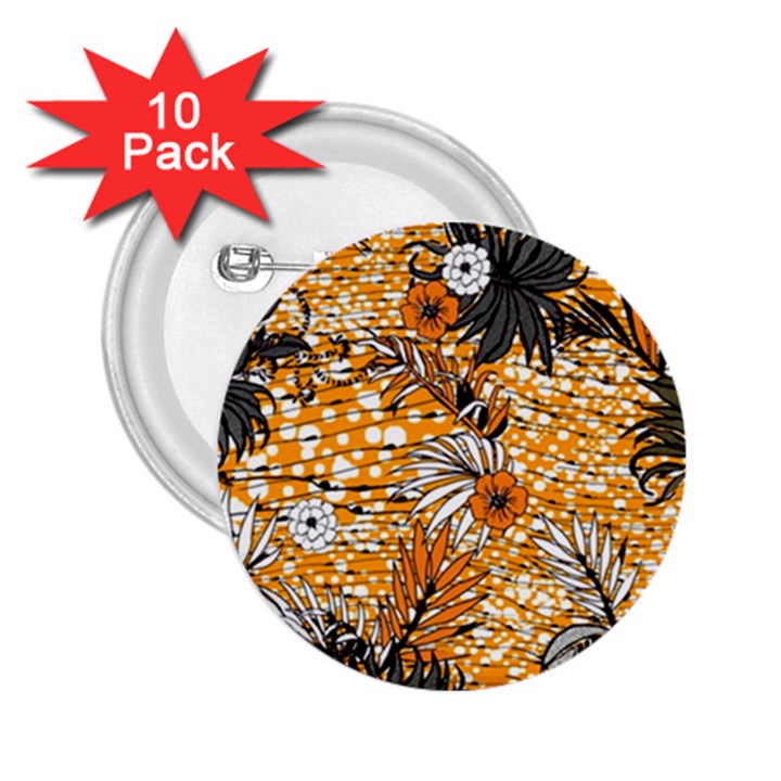 Leaf Yellow Point Flower White 2.25  Buttons (10 pack) 