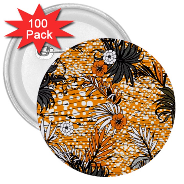 Leaf Yellow Point Flower White 3  Buttons (100 pack) 