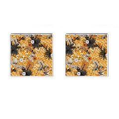 Leaf Yellow Point Flower White Cufflinks (square) by Grandong