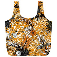 Leaf Yellow Point Flower White Full Print Recycle Bag (xl) by Grandong