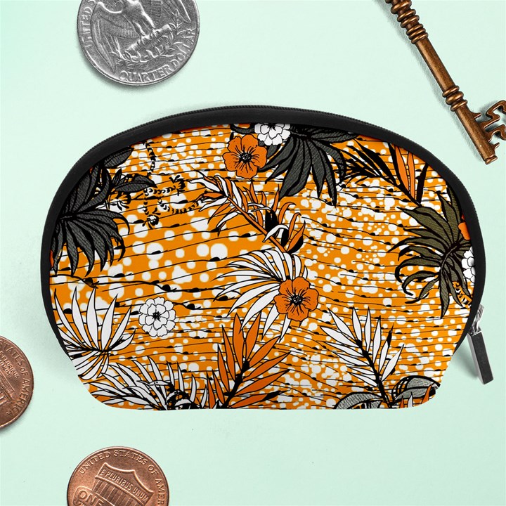 Leaf Yellow Point Flower White Accessory Pouch (Large)