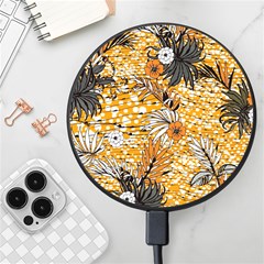 Leaf Yellow Point Flower White Wireless Fast Charger(black) by Grandong