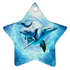 Dolphin Blue Sea Fantasy Ornament (star) by Maspions