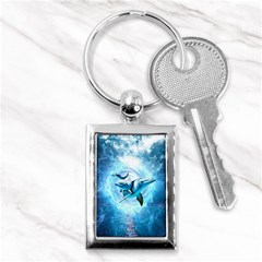 Dolphin Blue Sea Fantasy Key Chain (rectangle)