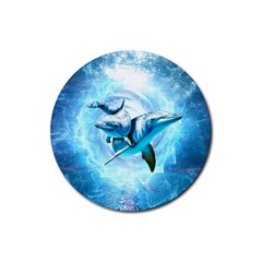 Dolphin Blue Sea Fantasy Rubber Coaster (round) by Maspions