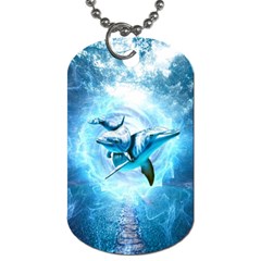 Dolphin Blue Sea Fantasy Dog Tag (two Sides) by Maspions