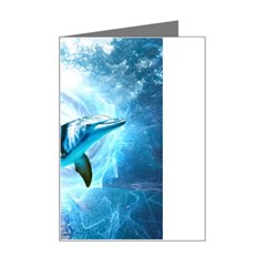 Dolphin Blue Sea Fantasy Mini Greeting Card by Maspions