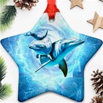 Dolphin Blue Sea Fantasy Star Ornament (Two Sides) Front