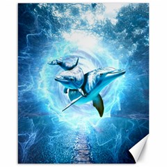 Dolphin Blue Sea Fantasy Canvas 16  X 20  by Maspions