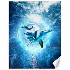 Dolphin Blue Sea Fantasy Canvas 18  X 24 