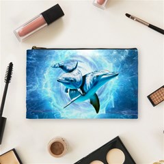 Dolphin Blue Sea Fantasy Cosmetic Bag (medium)