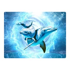 Dolphin Blue Sea Fantasy Two Sides Premium Plush Fleece Blanket (mini)