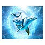 Dolphin Blue Sea Fantasy Premium Plush Fleece Blanket (Large) 80 x60  Blanket Front