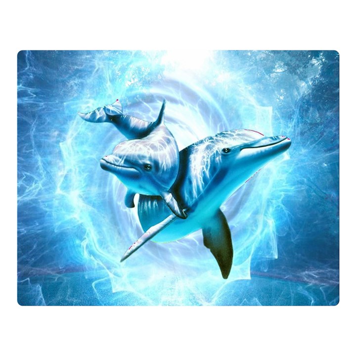 Dolphin Blue Sea Fantasy Premium Plush Fleece Blanket (Large)