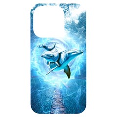 Dolphin Blue Sea Fantasy Iphone 14 Pro Black Uv Print Case