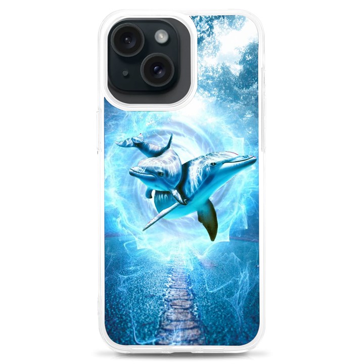 Dolphin Blue Sea Fantasy iPhone 15 Plus TPU UV Print Case