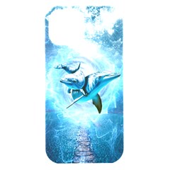 Dolphin Blue Sea Fantasy Iphone 15 Black Uv Print Pc Hardshell Case by Maspions