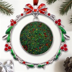 Grass Nature Meadow Metal X mas Wreath Ribbon Ornament