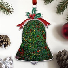 Grass Nature Meadow Metal Holly Leaf Bell Ornament