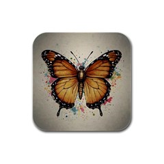 Butterflies Of Motivation Rubber Square Coaster (4 Pack) by customfabrics