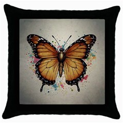 Butterflies of motivation Throw Pillow Case (Black)